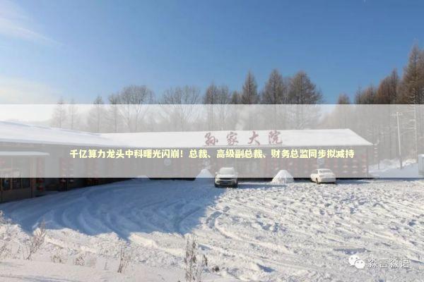 千亿算力龙头中科曙光闪崩！总裁、高级副总裁、财务总监同步拟减持 新闻