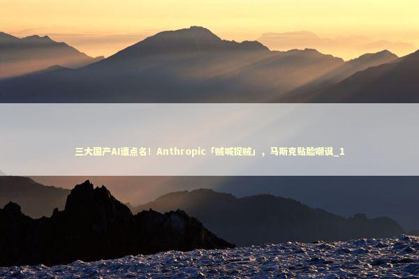 三大国产AI遭点名！Anthropic「贼喊捉贼」，马斯克贴脸嘲讽_1 新闻
